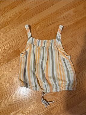 Prana Striped Sleeveless Tank Top in White, Yellow & Light Blue